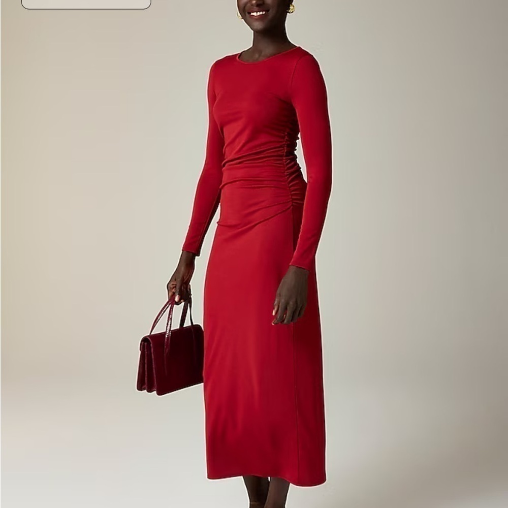 J crew berry sangria Long-sleeve dress in jersey crepe